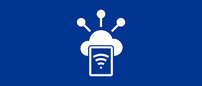 White outline of smart phone with wifi connecting to cloud